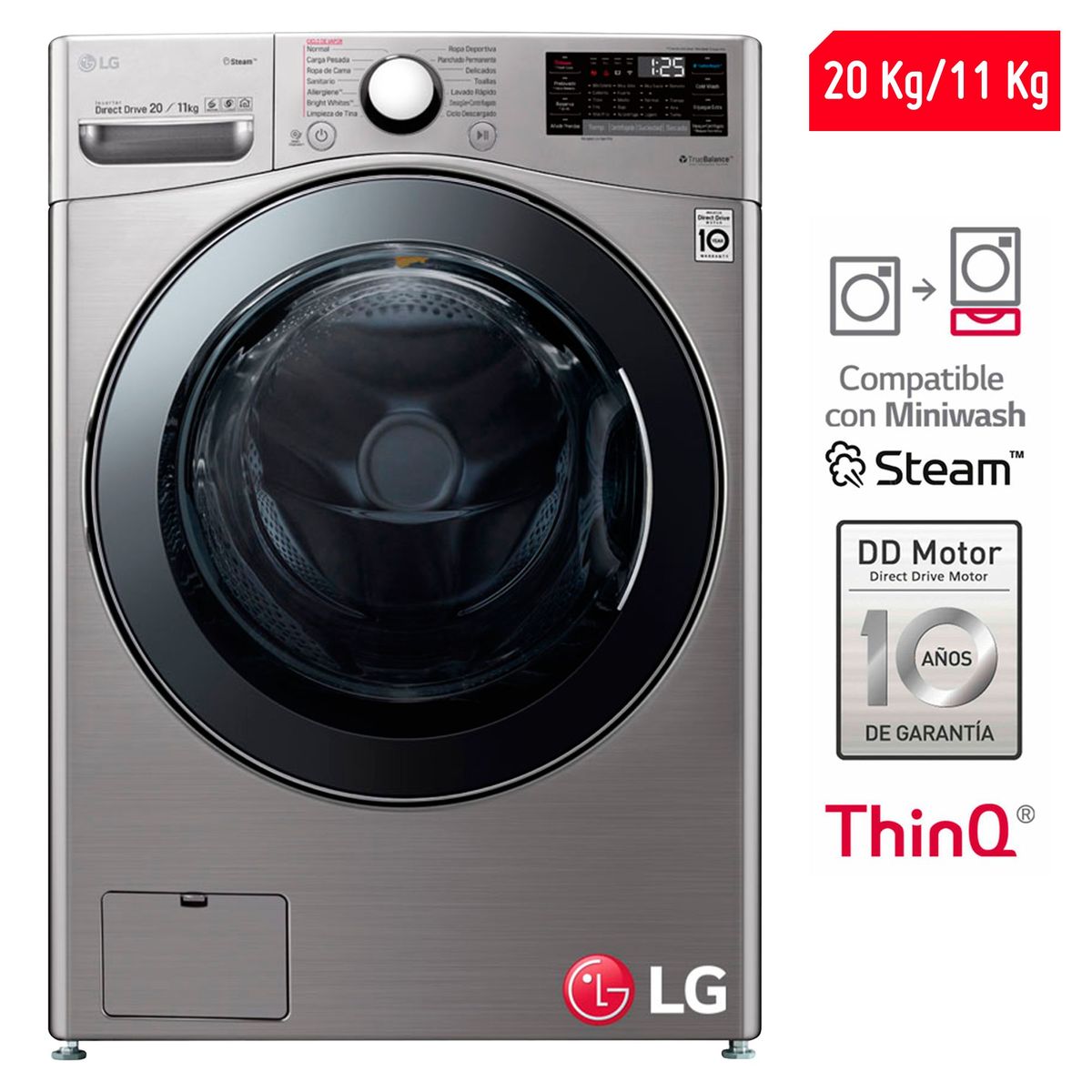Lavaseca Lg 20/11 Kg WD20VV2S6, marca LG - Foto Principal