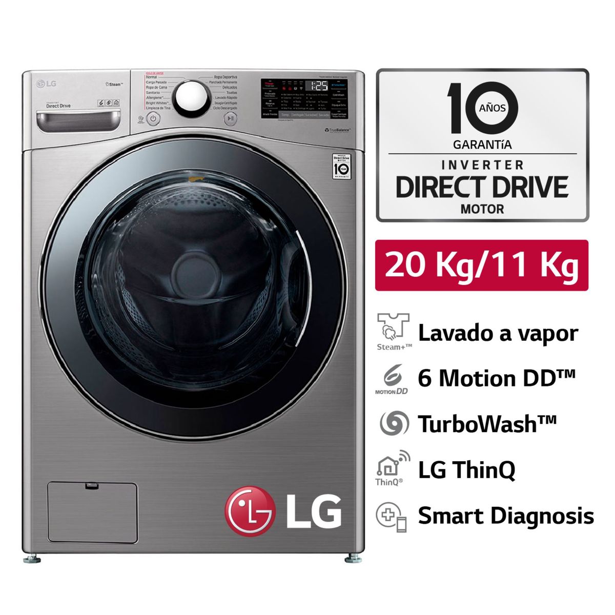Lavaseca Lg 20/11 Kg WD20VV2S6, marca LG - Foto 2