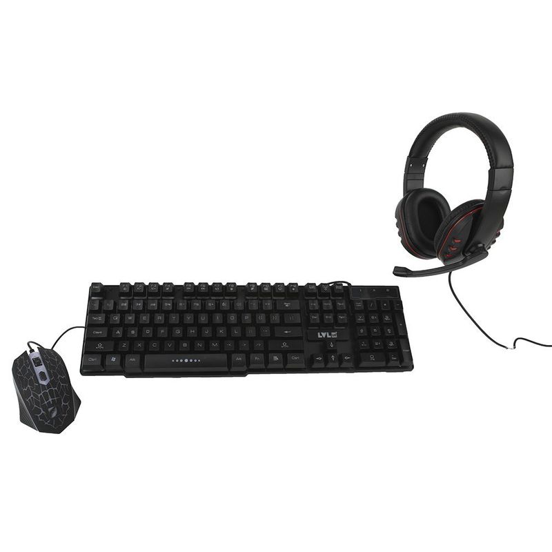LVLUP - Kit Gamer Teclado Retroiluminado + Mouse Ergonómico + Audífonos