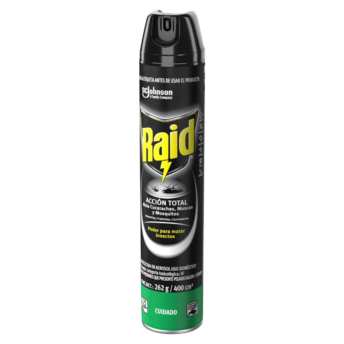 RAID - Insecticida Raid Aerosol Acción Total 400ml Cucarachas/Moscas/Mosquitos Lavanda