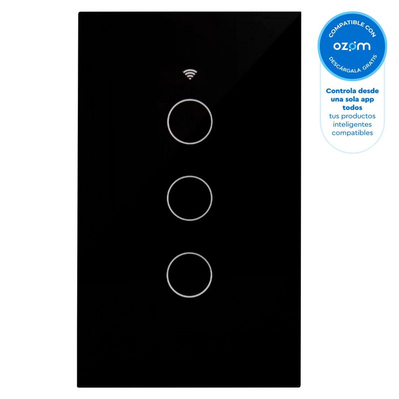 ISMART - Interruptor Wifi iSwitch 3 Toque Negro
