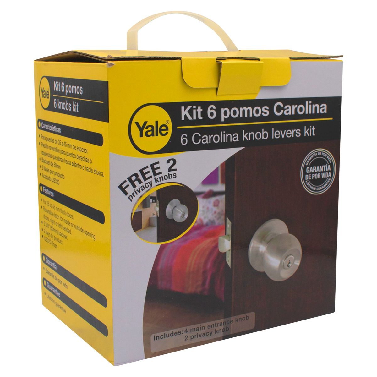 S/M - Kit Cerradura de Pomo 4 Habitaciones + 2 Baños Acero inoxidable