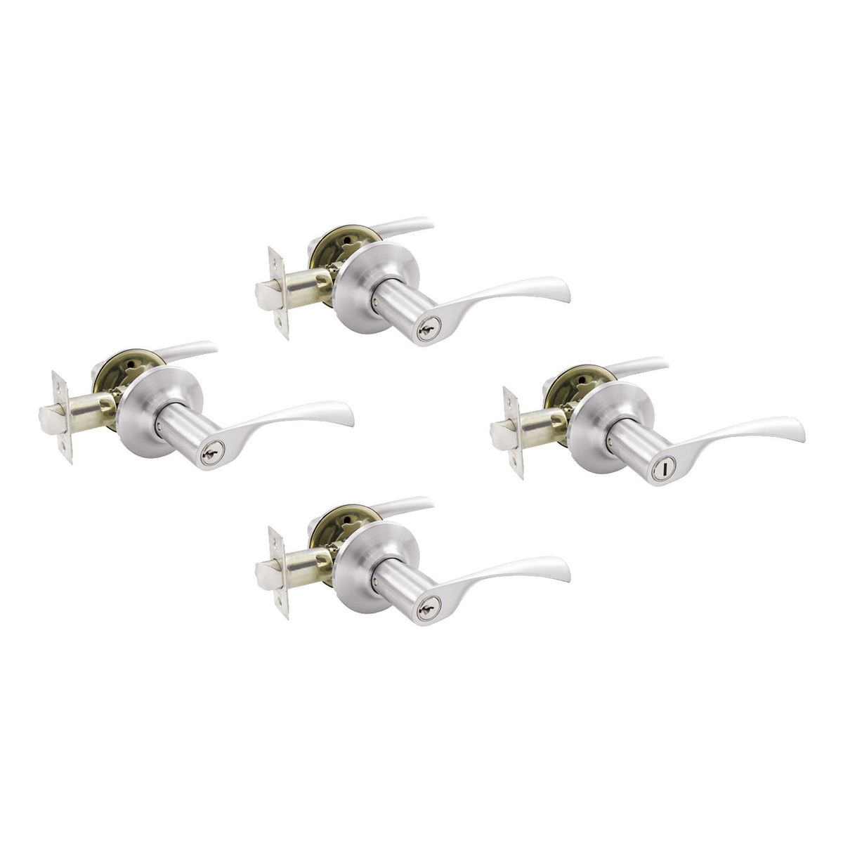  - Kit Cerradura de Pomo London 3 Dormitorios + 1 Baño Acero inoxidable