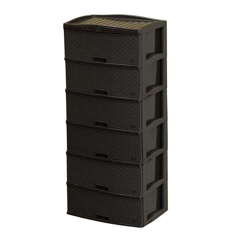 REYPLAST - Cómoda de plástico 6 Cajones Kusi Ratán Marrón