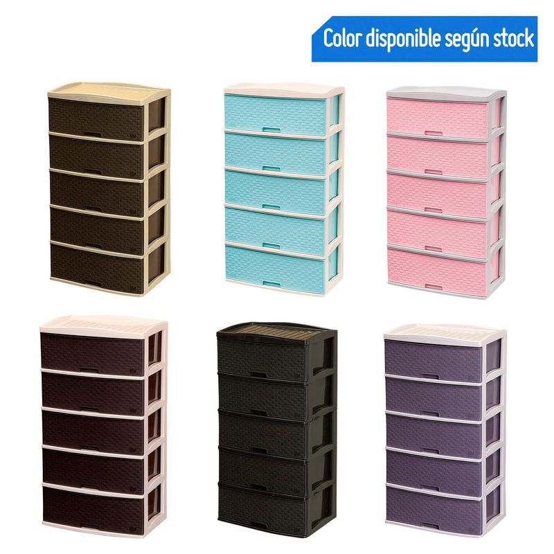 REYPLAST - Cómoda Kusi Ratan Reyplast 5 Cajones