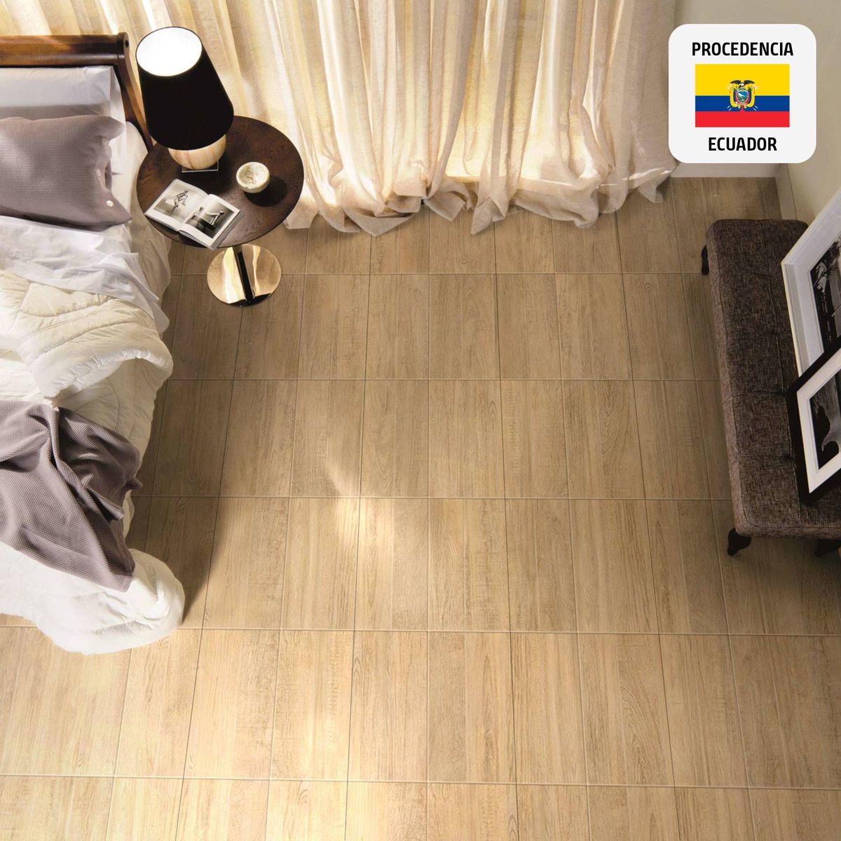 GRAIMAN - Porcelanato Marrón 15x60cm 1.26m2 Maderado Mate Euron