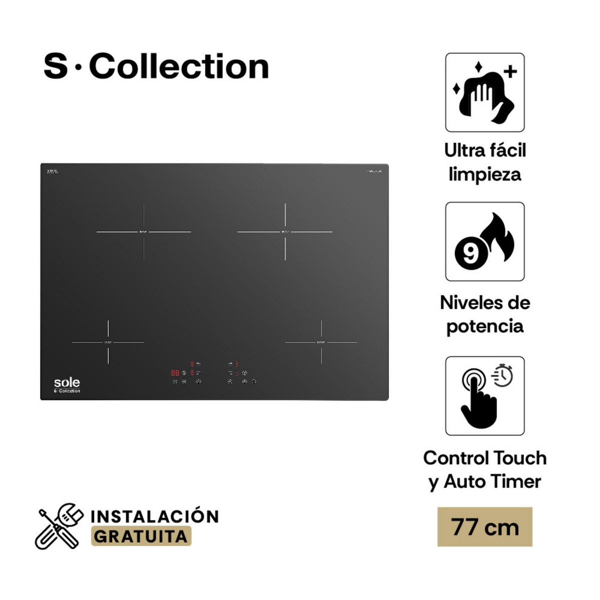 SCOLLECTION - Cocina empotrable Inducción Sole 3120SOLCO051 X5 Quemadores