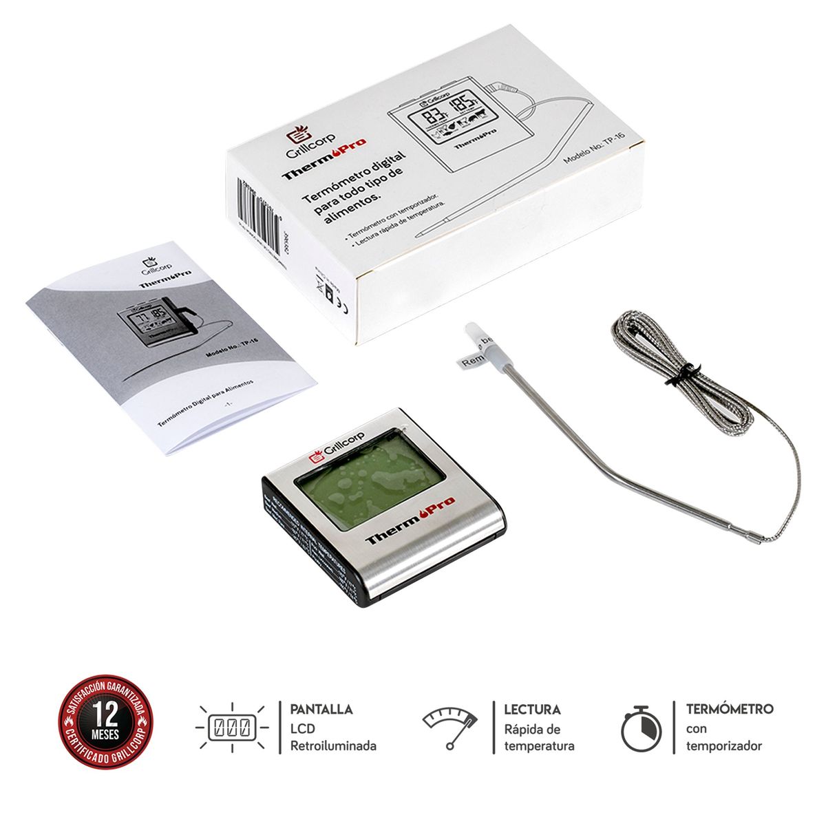 GRILLCORP - Termómetro de una Sonda TP16
