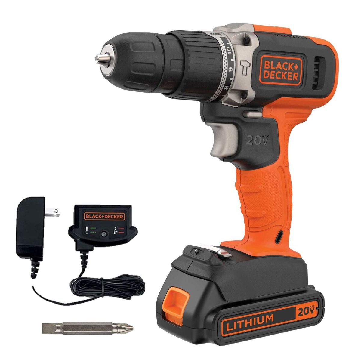 BLACK+DECKER - Taladro Percutor Inalámbrico Black+Decker 3/8" 20V BCD704C1 