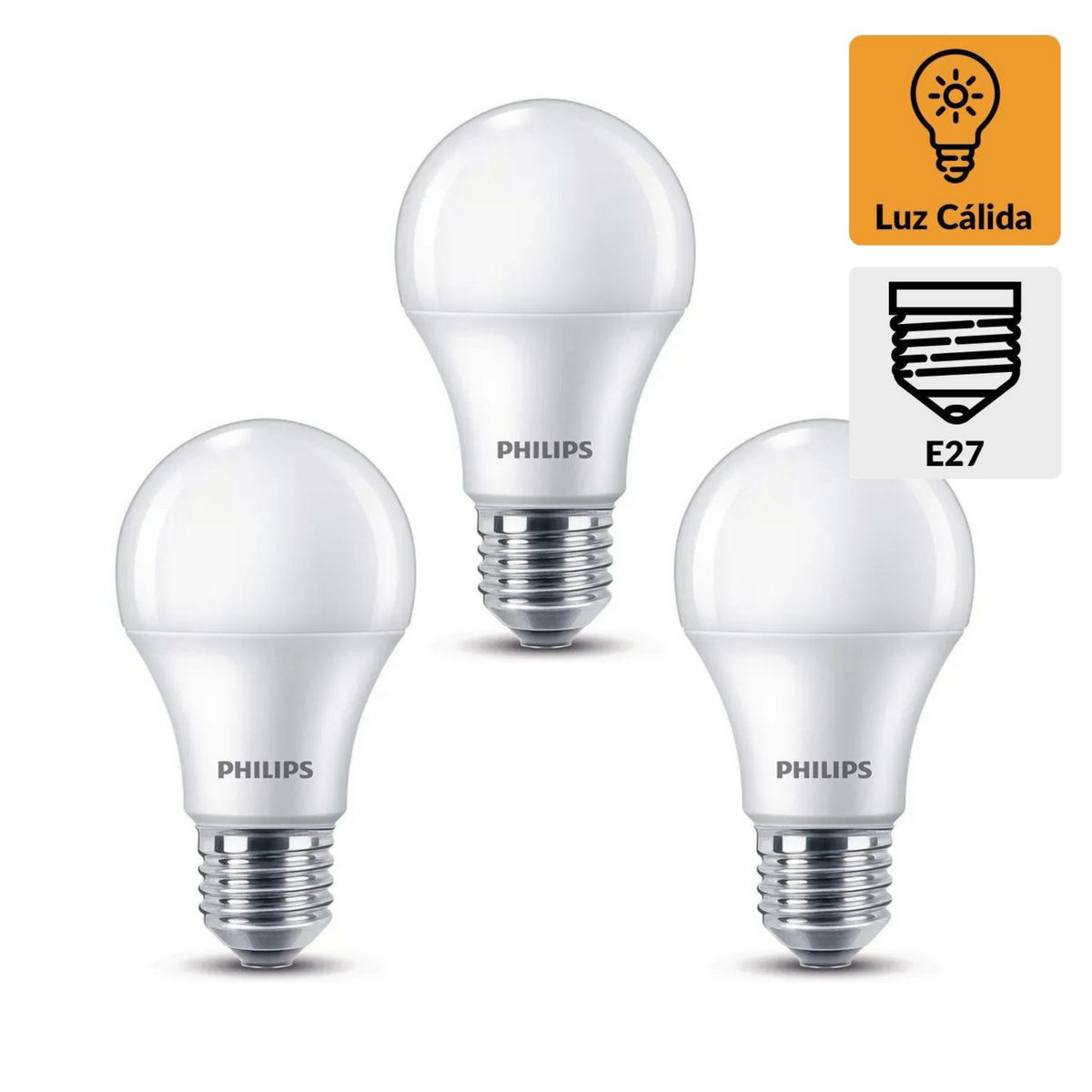PHILIPS - Set x3 Focos Ecohome LED Bulbo 12W Luz Cálida