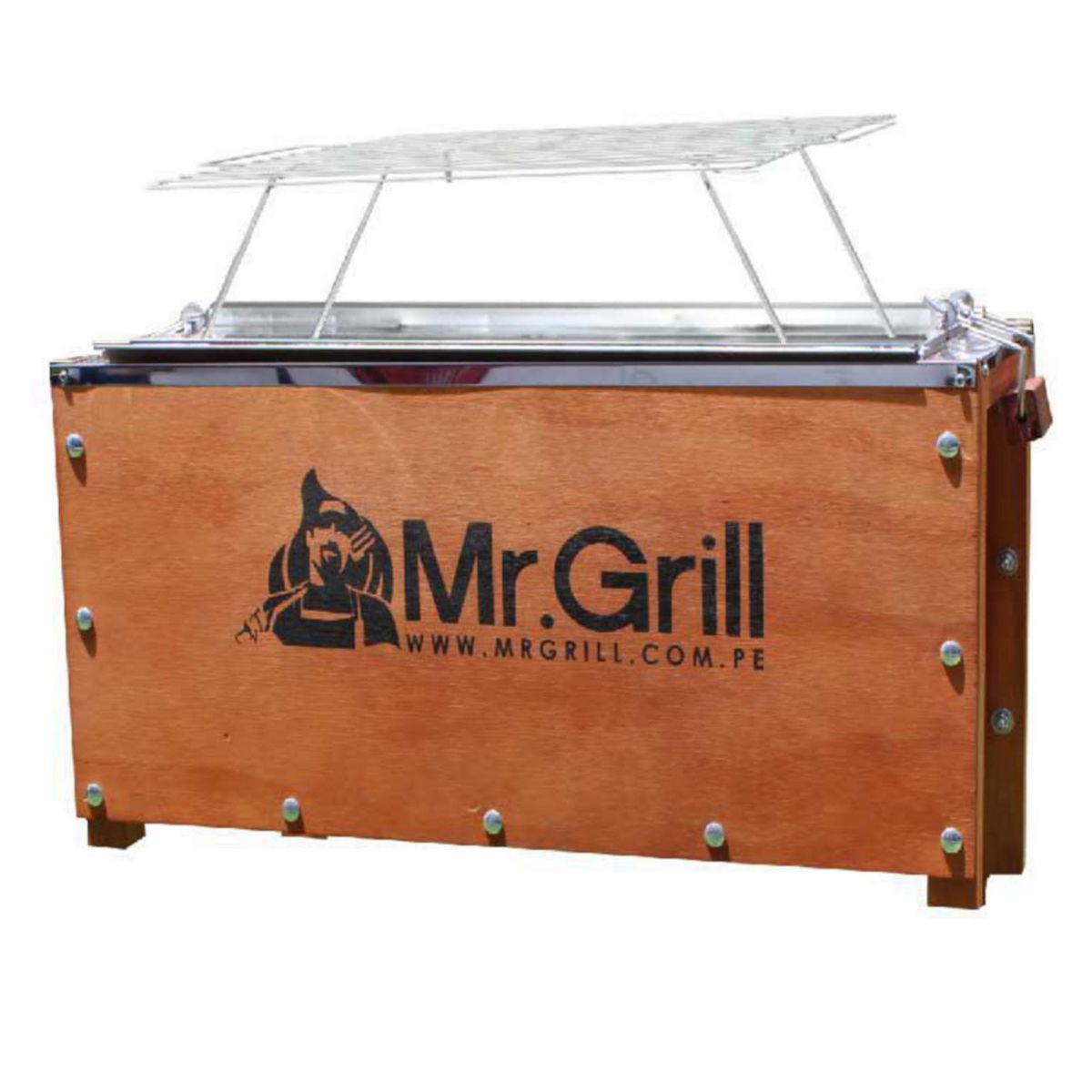 MR GRILL - Caja China Acero Galvanizado/ Madera Mr Grill 46X28 Cm