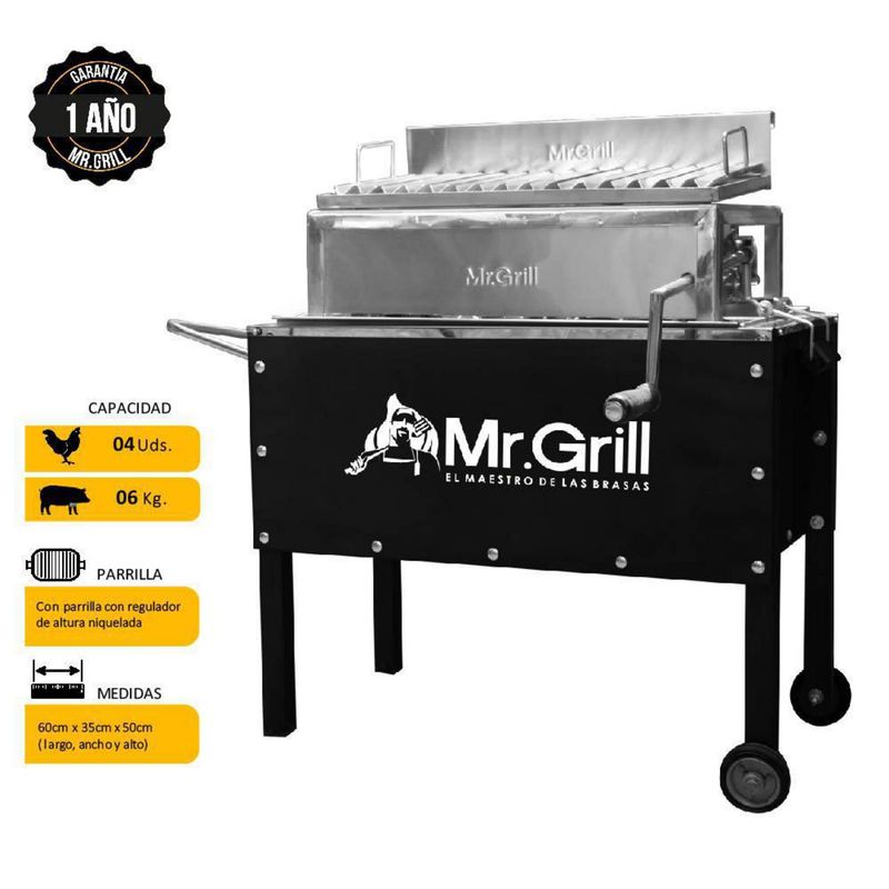 MR GRILL - Caja China Acero Inoxidable/ Madera Mr Grill 56X33 Cm