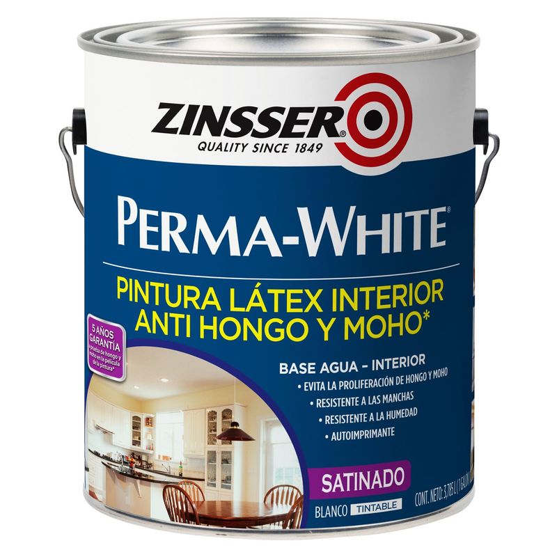 ZINSSER - Látex Permanente Blanco Satinado 3,8 Lt