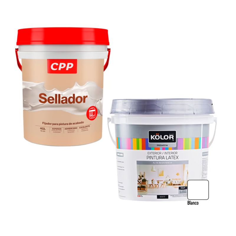  - Sellador Cpp Blanco 4gl + Pintura Kolor Premiummate Blanco 4GL