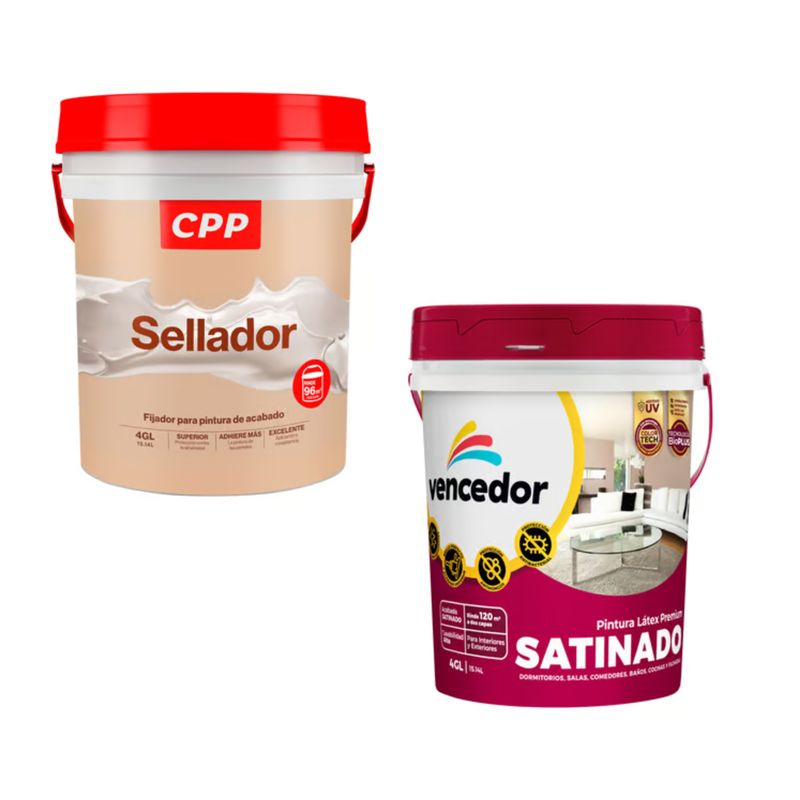  - Sellador Cpp Blanco 4gl + Pintura Vencedor SuperSatinado Blanco 4GL