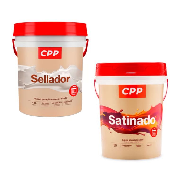 CPP - Sellador Cpp Blanco 4gl + Pintura CPP Látex Satinado Blanco 4GL