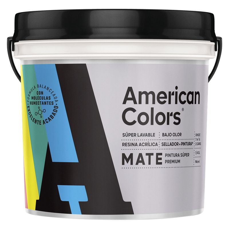 AMERICAN COLORS - Pintura American Latex Mate Lleno 1/4GL