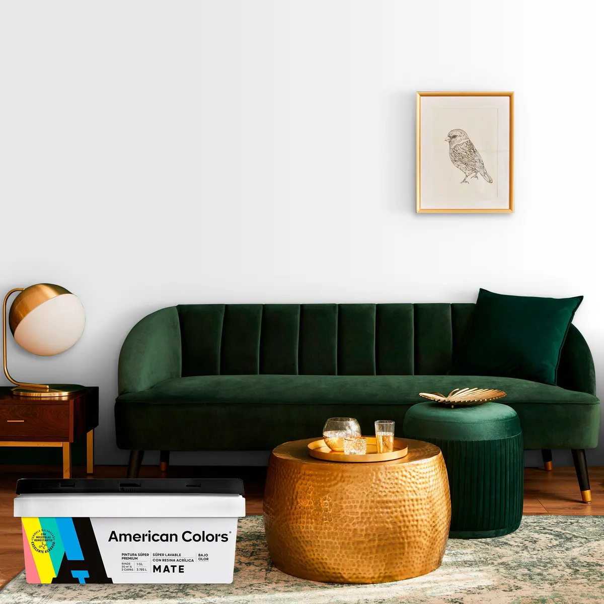 AMERICAN COLORS - Pintura American Latex Mate Blanco 1GL