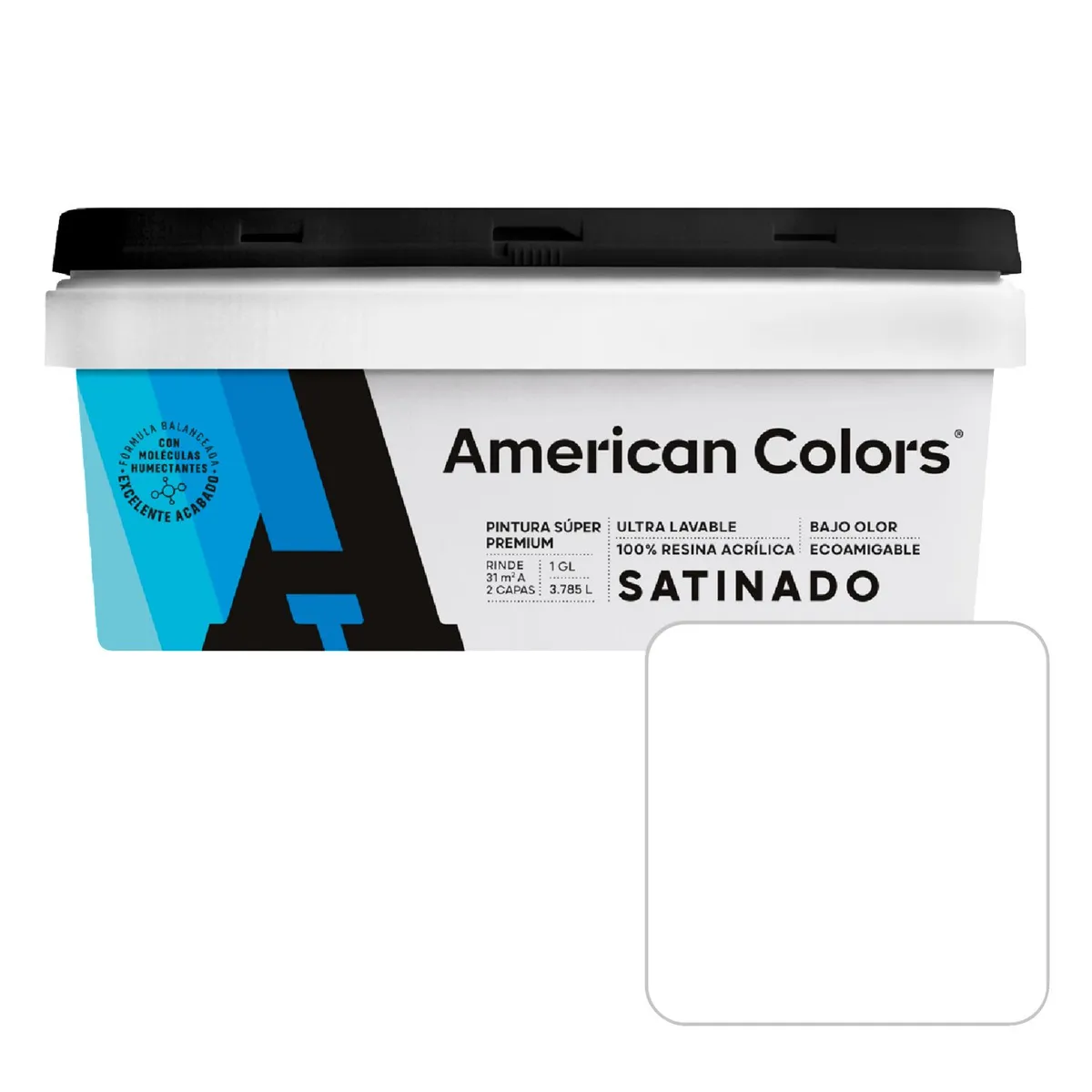 AMERICAN COLORS - Pintura American Satinado Blanco 1GL