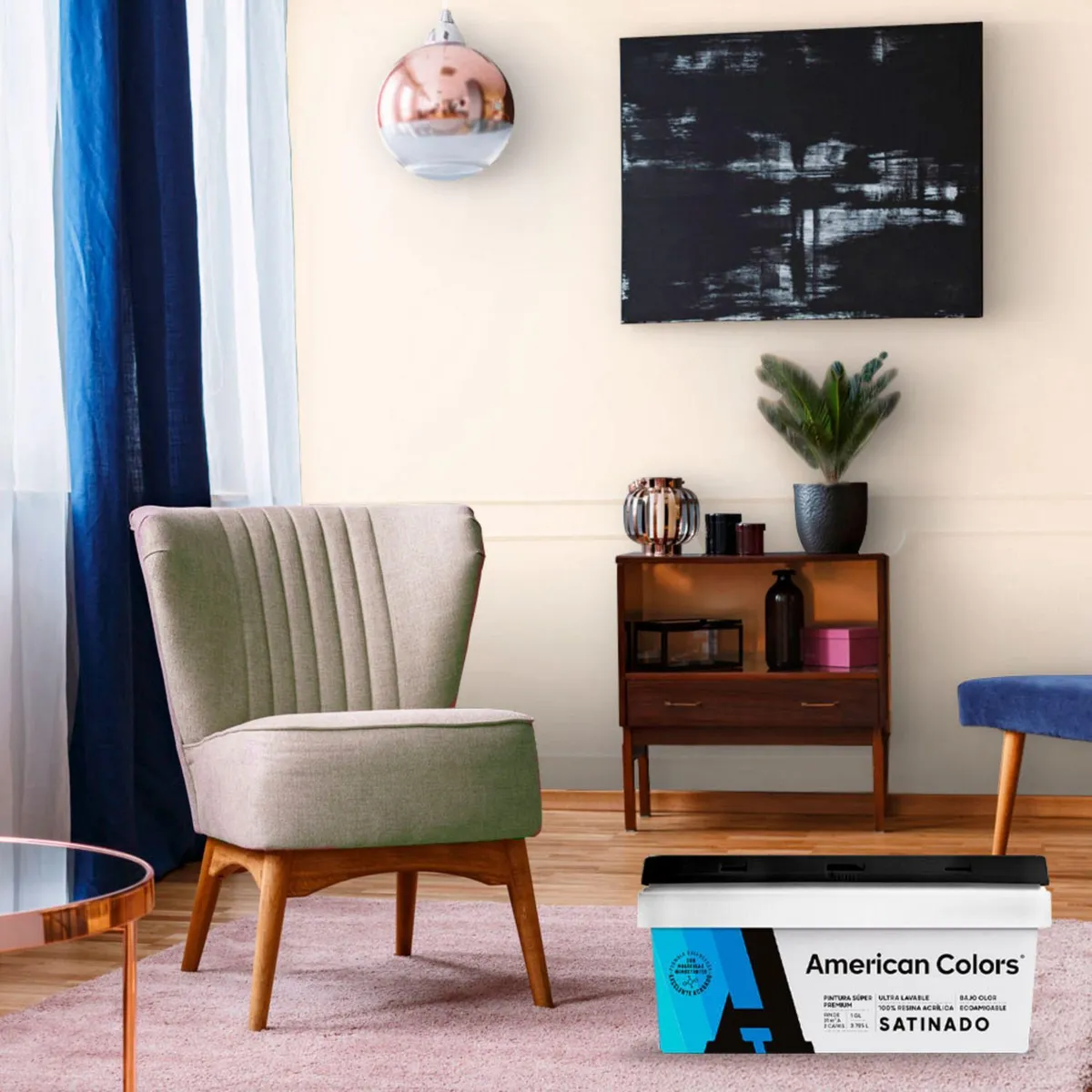 AMERICAN COLORS - Pintura American Satinado Blanco 1GL