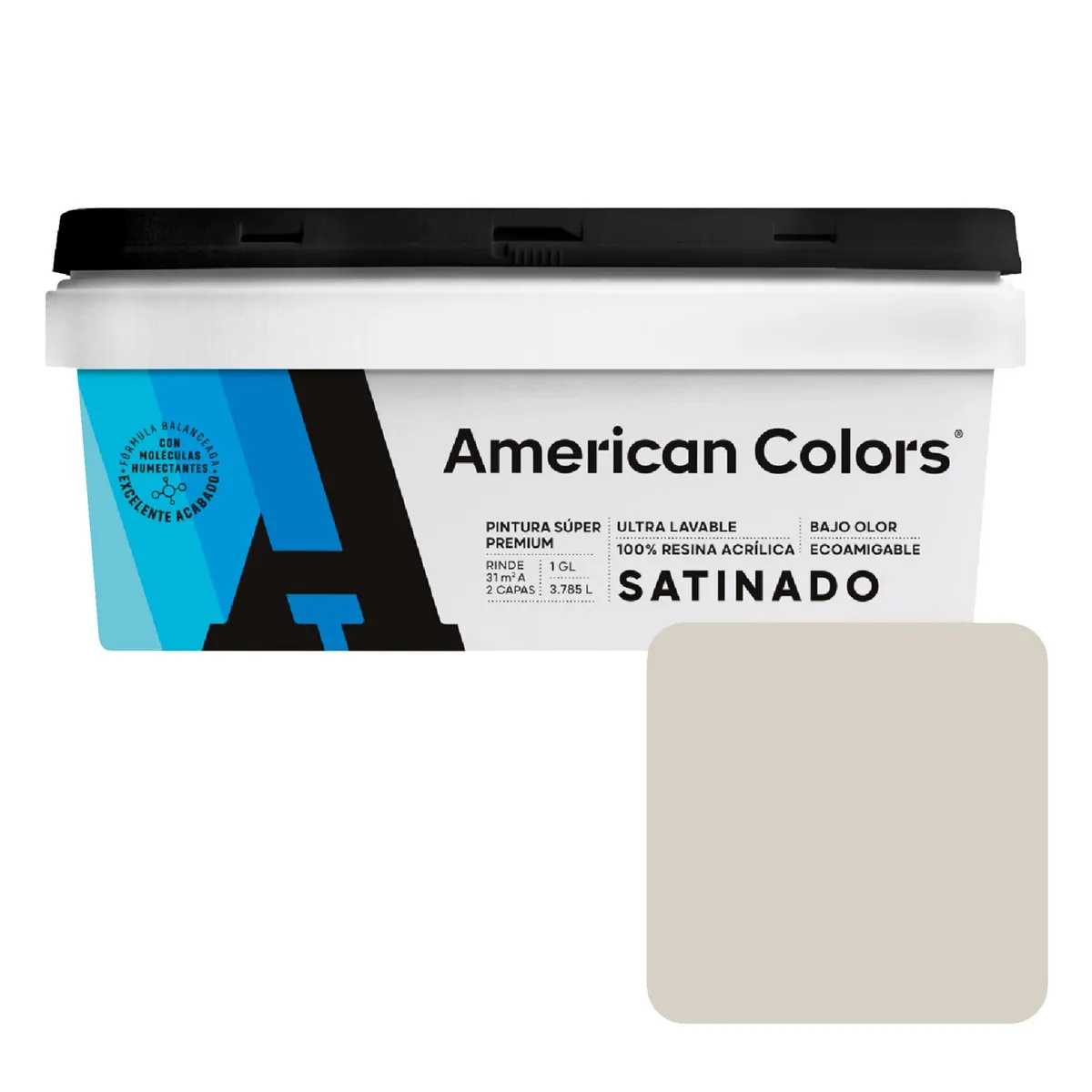 AMERICAN COLORS - Pintura American Satinado Blanco Humo 1GL
