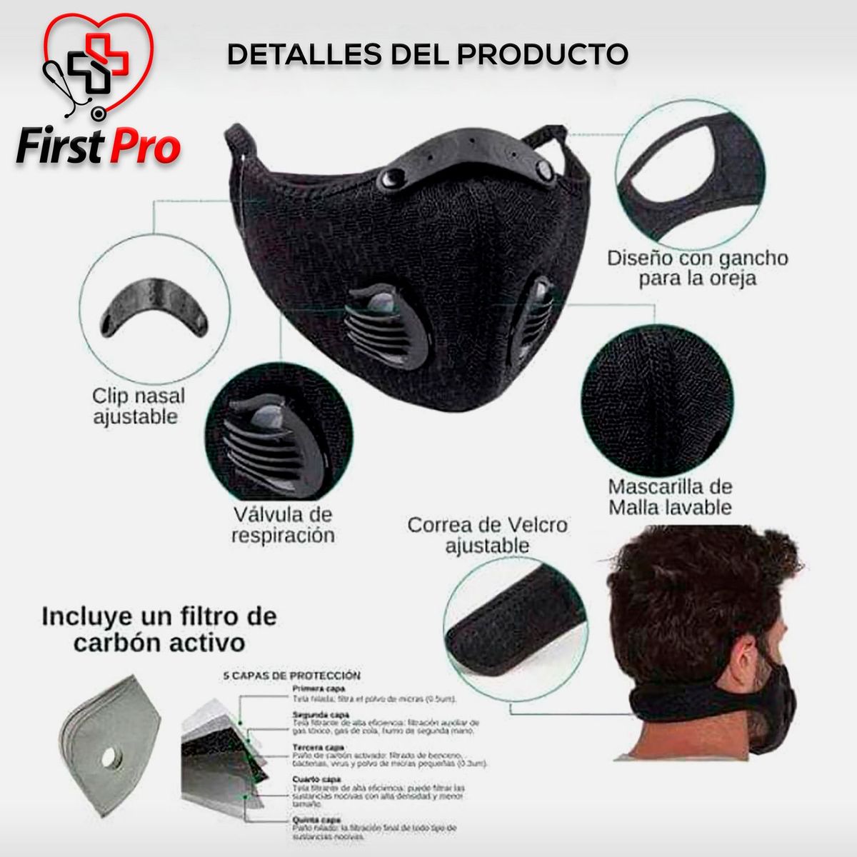 S/M - Mascarilla Deportiva Negro