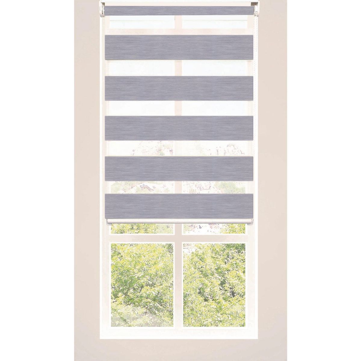 PLASTILISTO - Cortina Enrollable Día/Noche Zebra 100X160cm Gris Madera