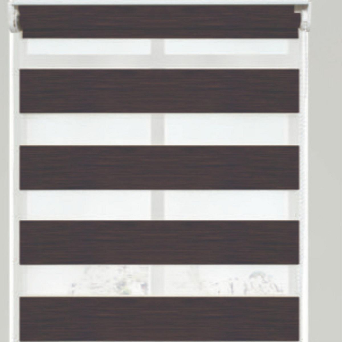 PLASTILISTO - Cortina Enrollable Día/Noche Zebra 140x160cm Café Madera