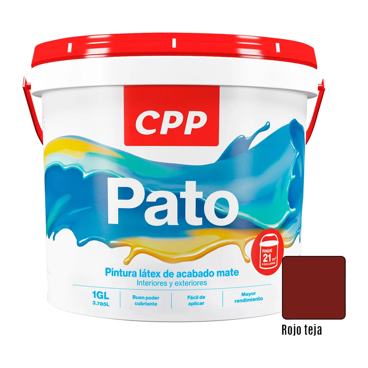 GENERICO - Pintura Látex Mate Pato Rojo Teja Mate 1 GL