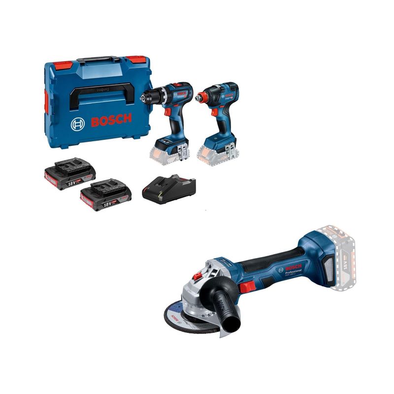 BOSCH - Amoladora Inalámbrica Bosch 18V GWS 180-LI (Sin batería) + Taladro  Atornillador Percutor Bosch 90NM GSB 18V-90 BRUSHLESS + Llave Impacto Bosch 18V GDX 18V-200 BRUSHLESS + 2 Baterías + 1 Cargador + 1 Maletín Bosch