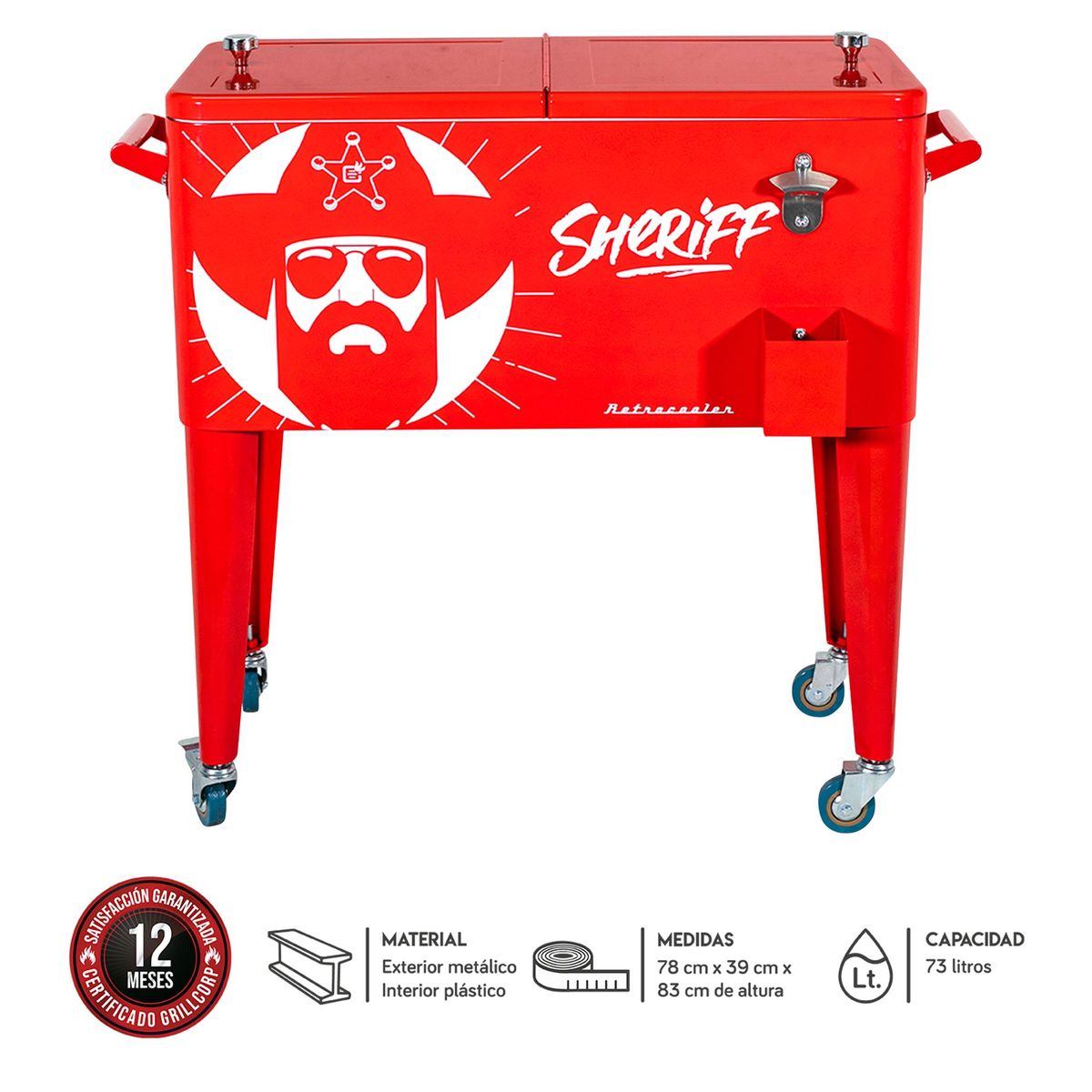 GRILLCORP - Cooler Grillcorp Rojo 73 L