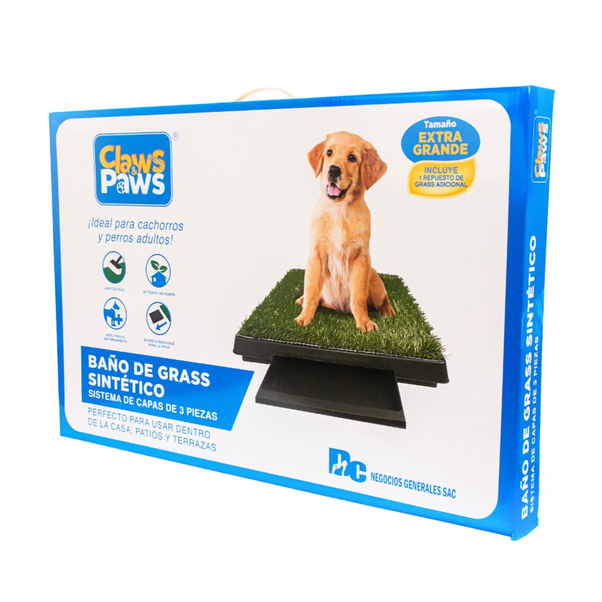 CLAWS & PAWS - Baño de Grass Sintético + Repuesto para Perros 76x51x7cm
