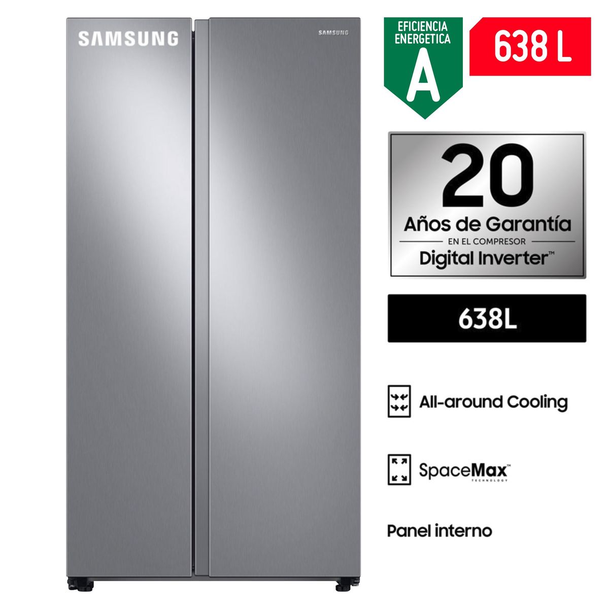SAMSUNG - Refrigeradora Samsung 2 Puertas Rs64T5B00S9/Pe 638 L