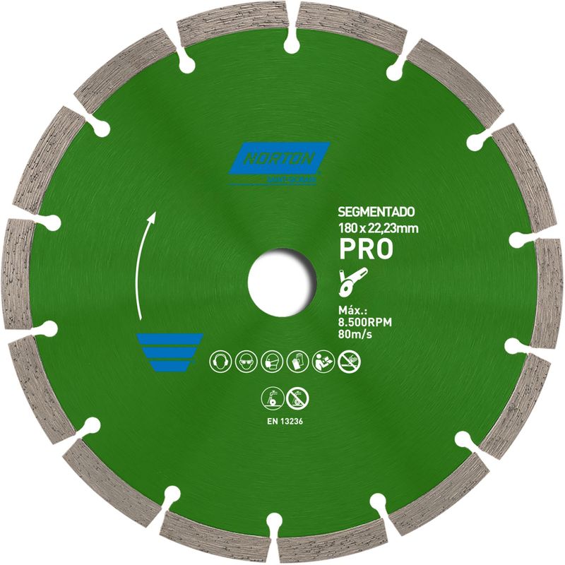 NORTON - Disco de Corte Segmentado para cerámica 180 x 22.23mm Norton