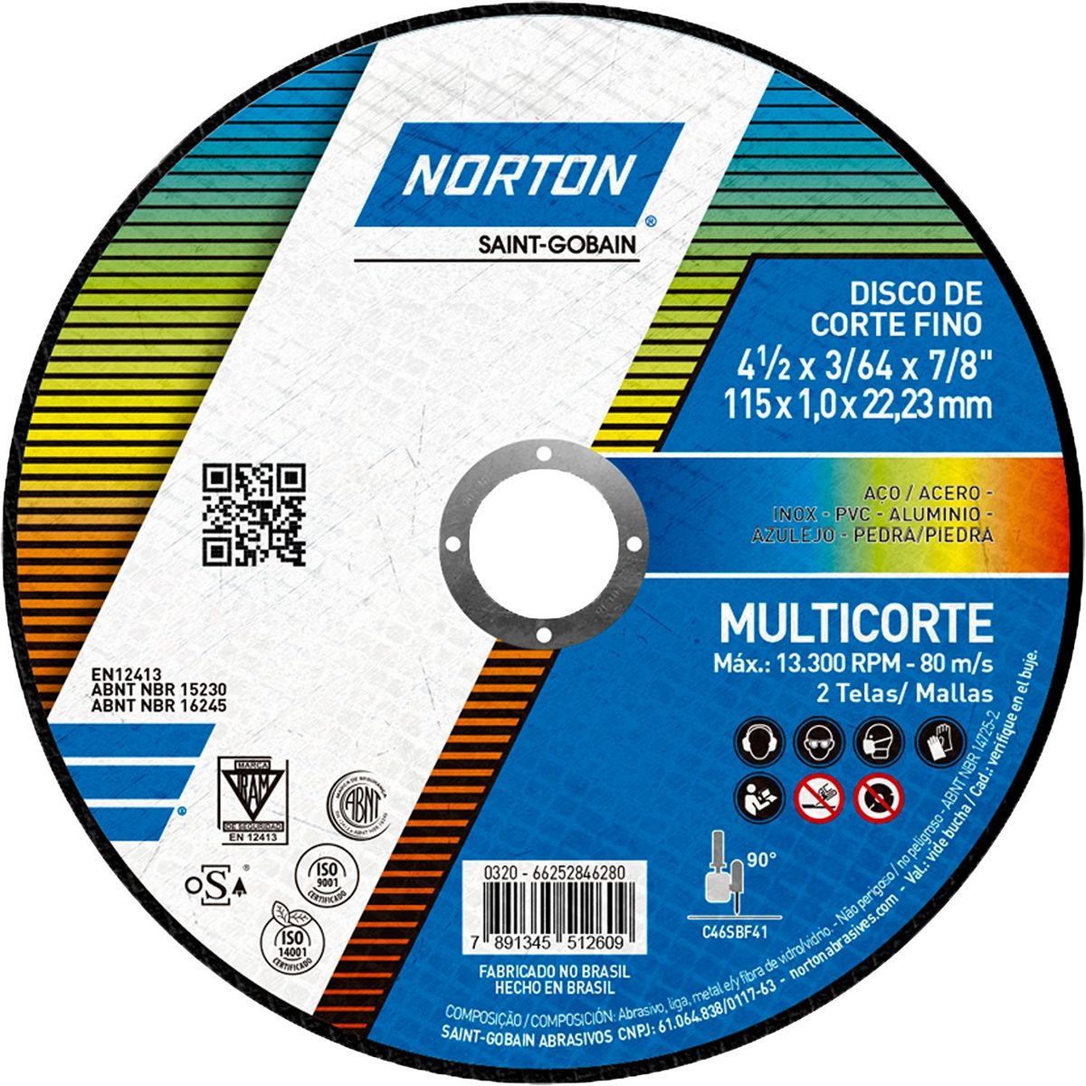 NORTON - Disco Multicorte Fino para acero 115 x 22.23 mm Norton