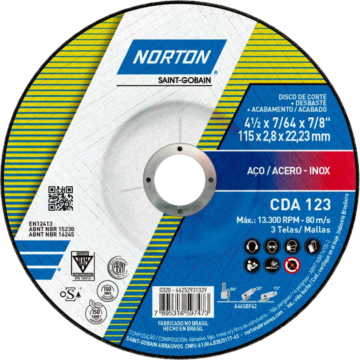 NORTON - Disco de Corte/Desbaste para acero CDA123 41/2 Norton