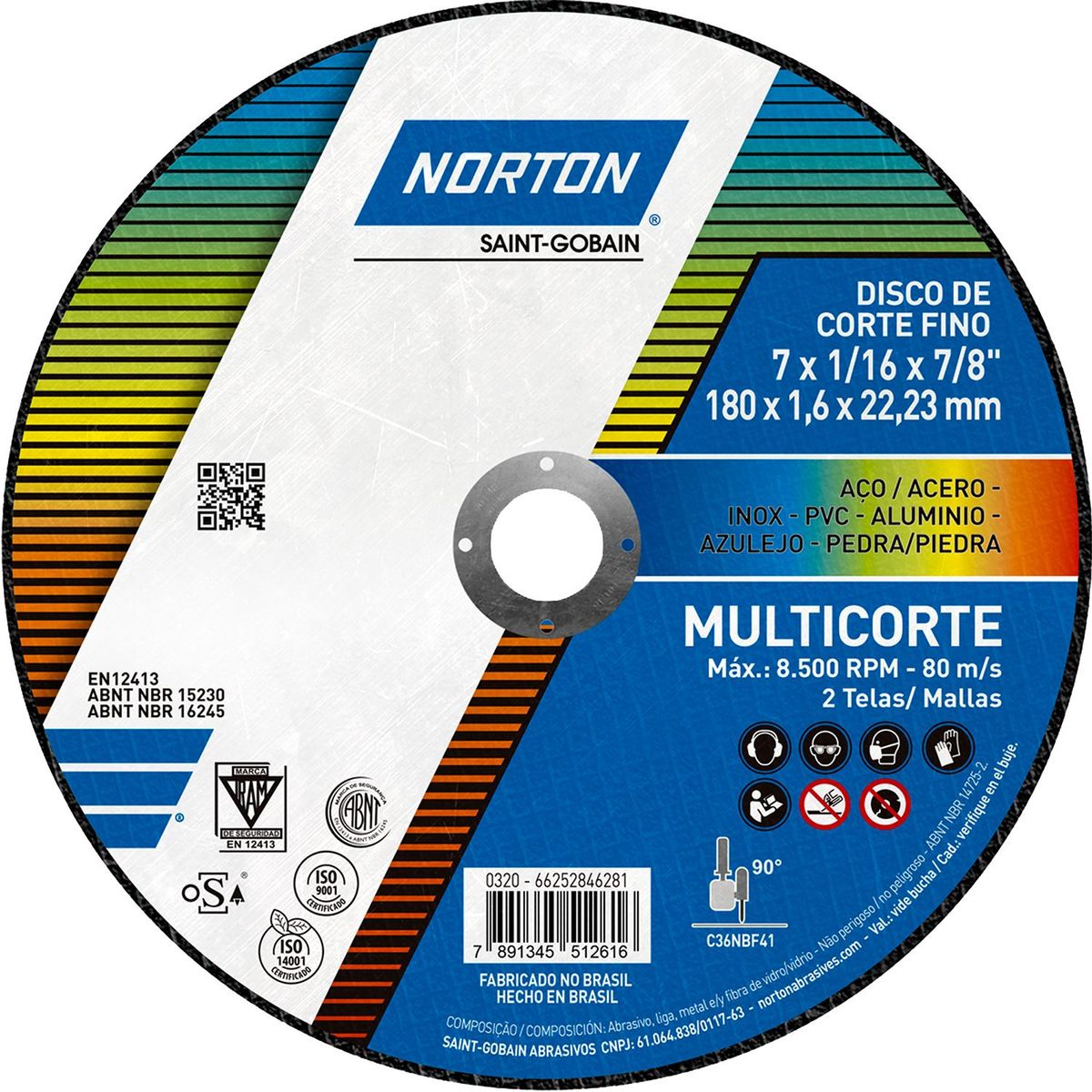 NORTON - Disco Multicorte para acero 180 x 22.23 mm Norton