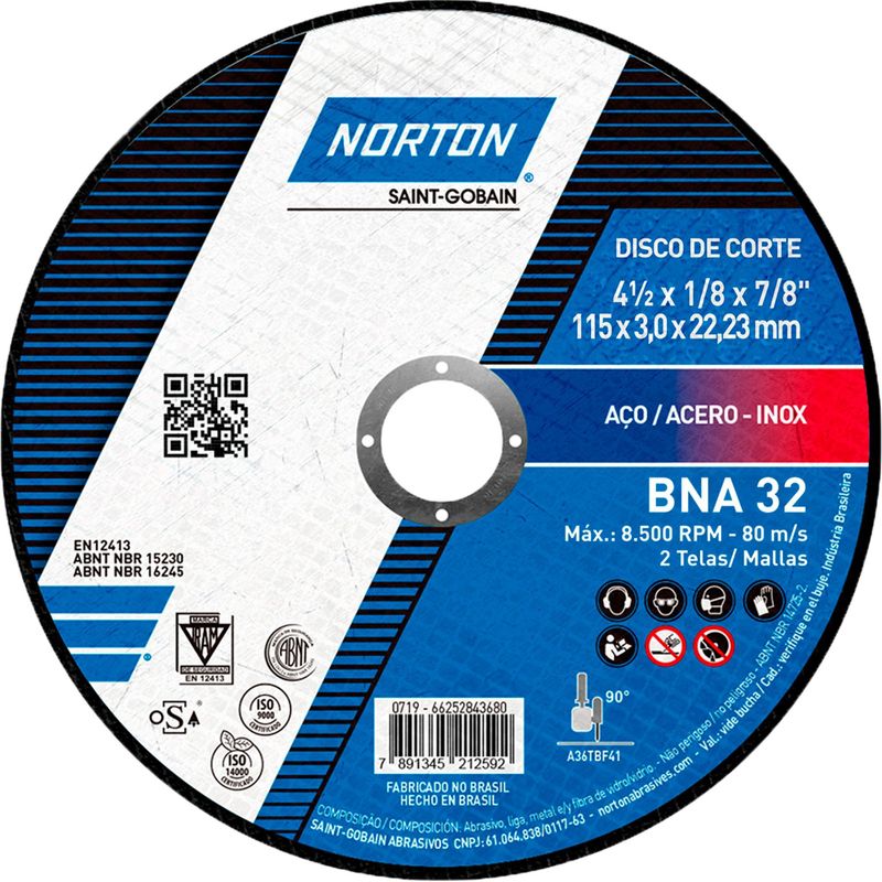 NORTON - Disco de Corte Acero 115 x 22.23 mm Norton