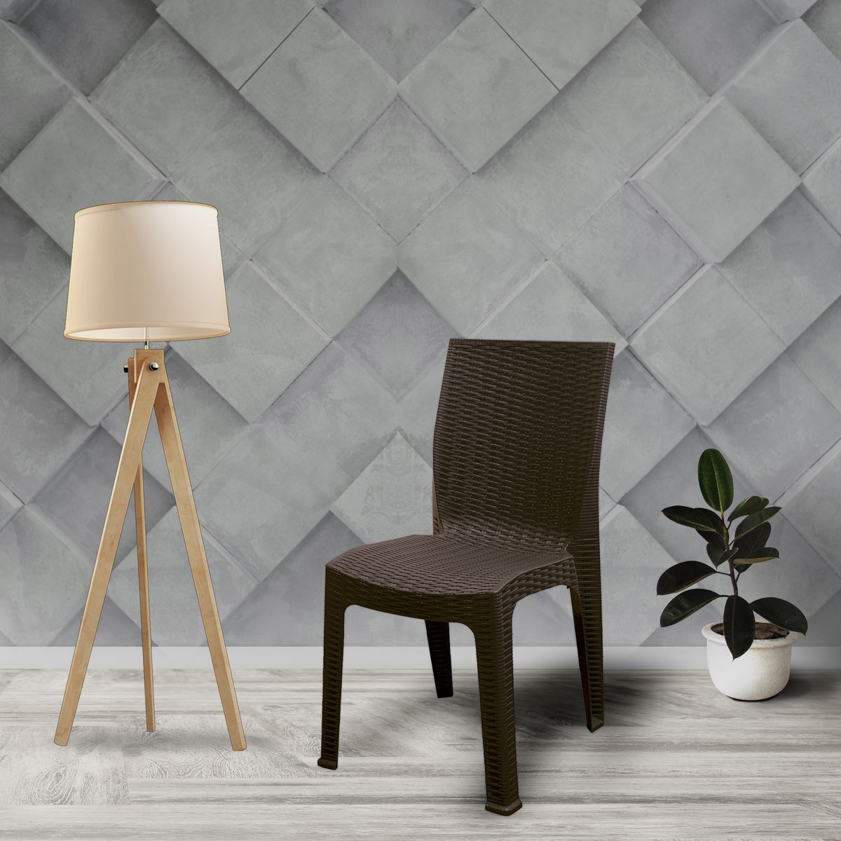 REYPLAST - Silla de Plástico Bora Bora tipo Ratan Marrón