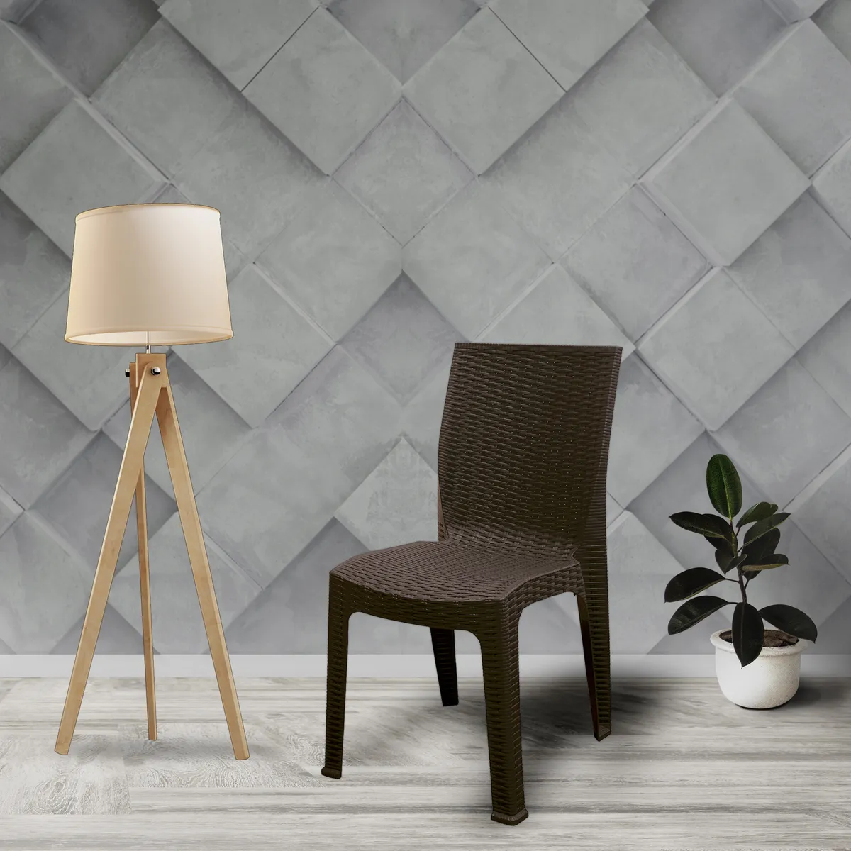 REYPLAST - Silla de Plástico Bora Bora tipo Ratan Marrón