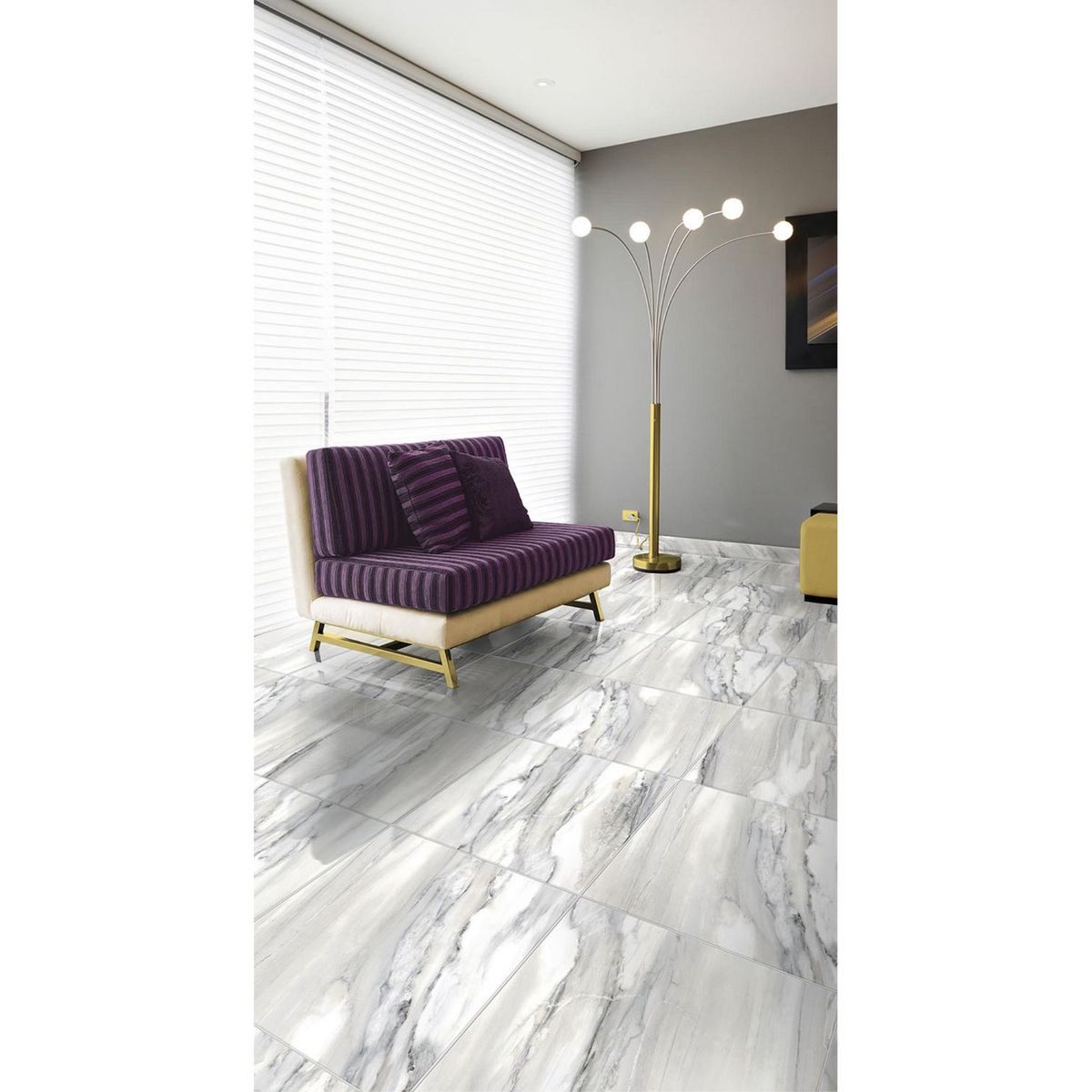 SAN LORENZO - Cerámica Blanco 61x61 Marmoladas Brillante 1.48 m2