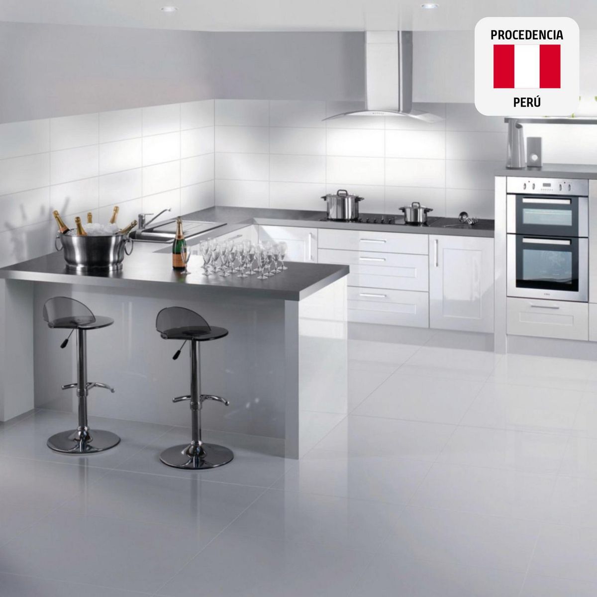 SAN LORENZO - Cerámica Blanco 61x61 Lisas/Granilladas Brillante 1.48 m2