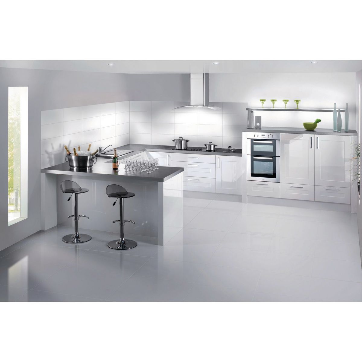 SAN LORENZO - Cerámica Blanco 61x61 Lisas/Granilladas Brillante 1.48 m2