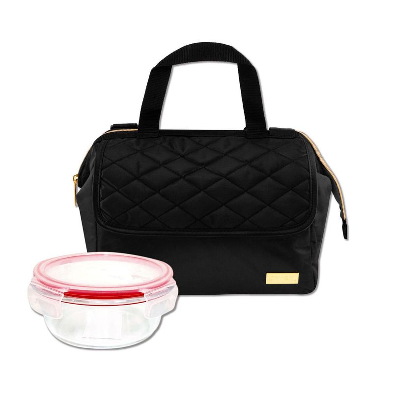 PYREX - Lonchera Térmica Ejecutivo Negro + Taper Vidrio 600 ml