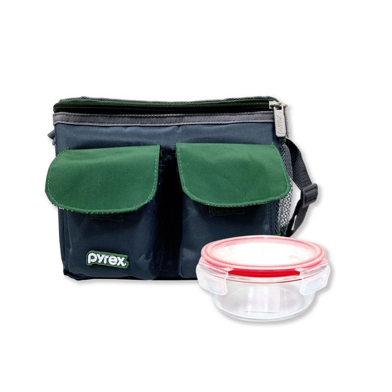 PYREX - Lonchera Térmica Juvenil Verde + Taper Vidrio 400 ml