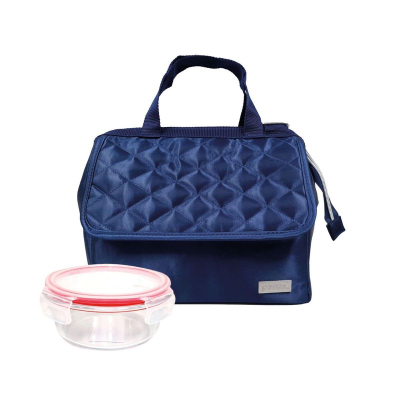 PYREX - Lonchera Térmica Ejecutivo Azul + Taper Vidrio 600 ml