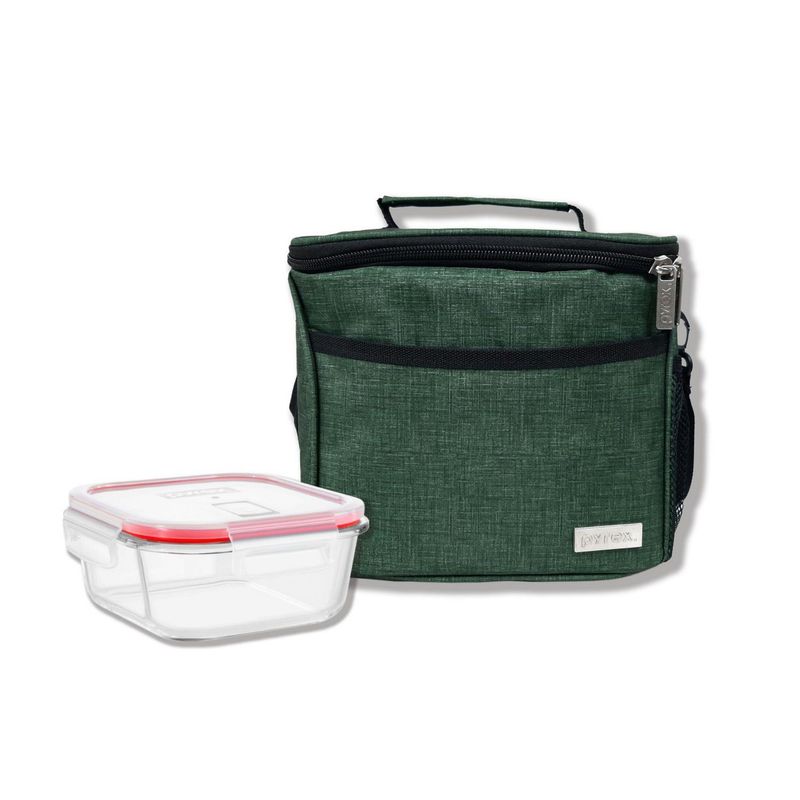 PYREX - Lonchera Térmica Ejecutivo Verde + Taper Vidrio 800 ml