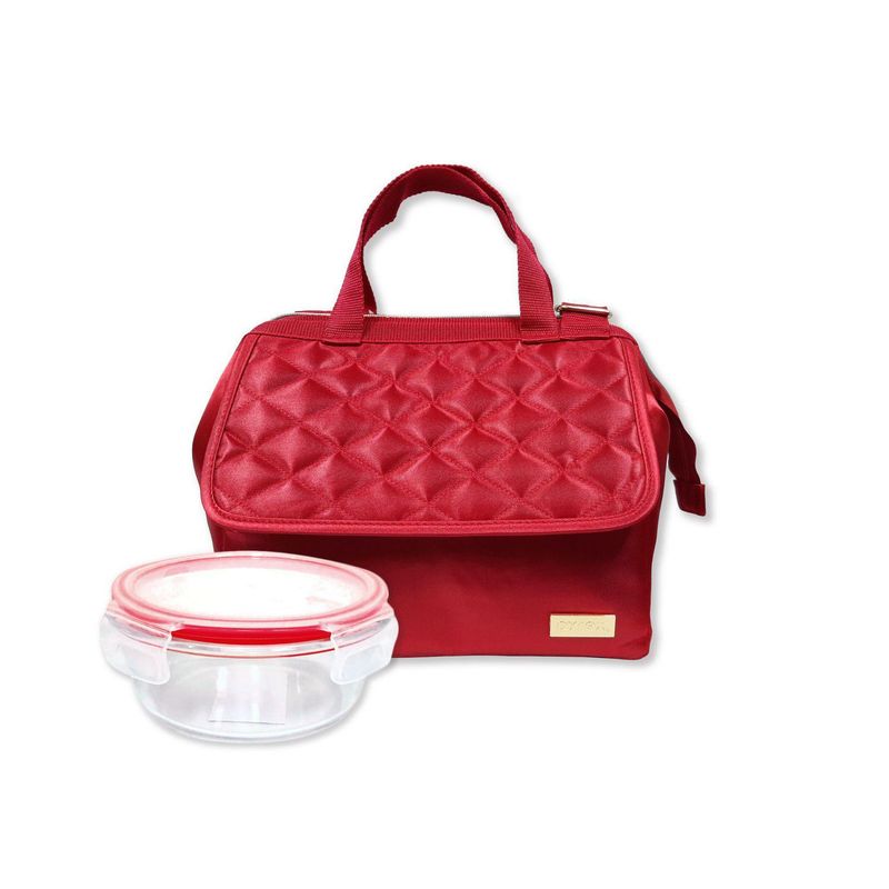 PYREX - Lonchera Termica Ejecutivo Rojo + Taper Vidrio 600 ml