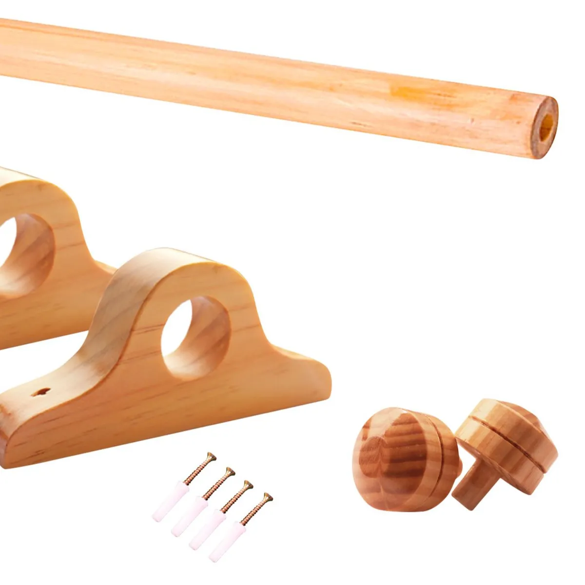 DECORACIONES LEON - Pack Cortinero Madera 2m Natural