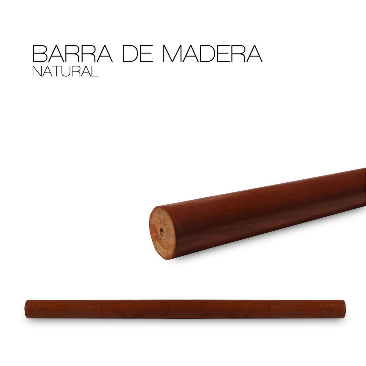 DECORACIONES LEON - Barra de Madera Natural 2m
